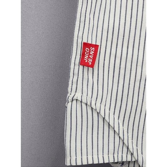 JNCO Shirt Mens Large White Stripe Short Sleeve Button Front Y2K 90s Streetwear - Picture 10 of 16